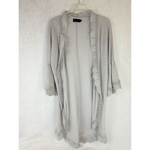 For G and PL Gray Crochet Lace Kimono Cardigan Boho Duster L